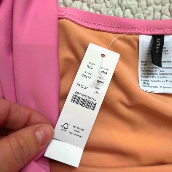 J. Crew Pink Plunge V Neck One Piece Swimsuit NWT Plus Size 24 - Picture 4 of 8